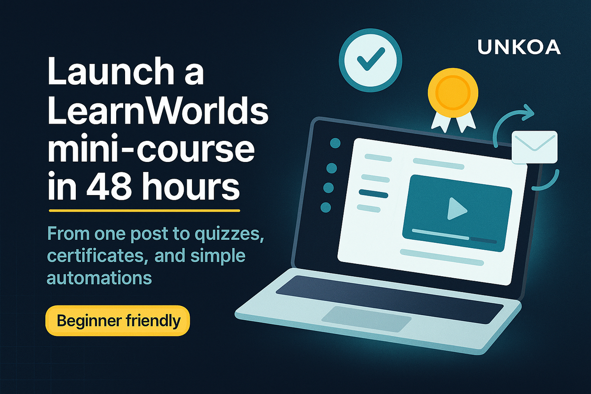 The 48-Hour Micro-Academy: Turn one post into a LearnWorlds mini-course that captures leads and sales