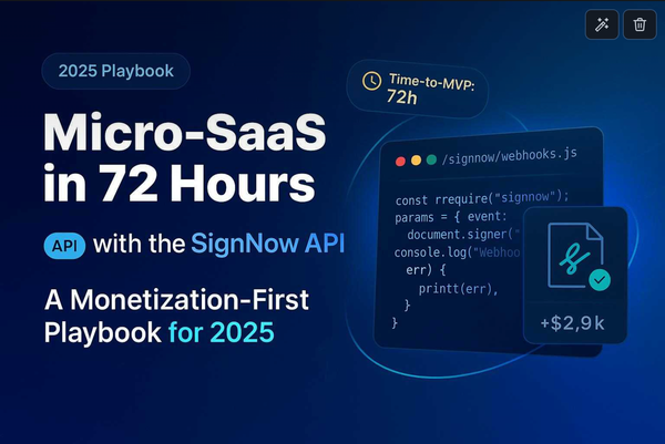 Build a Micro-SaaS with the SignNow API in 72 Hours: A Monetization-First Playbook for 2025