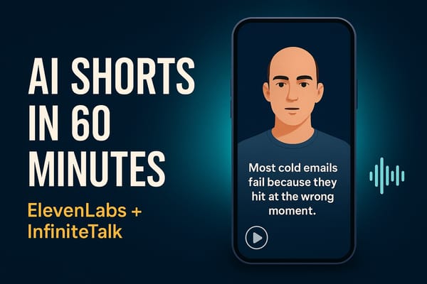 YouTube Shorts With ElevenLabs And InfiniteTalk, A Beginner’s Workflow For Solo Founders